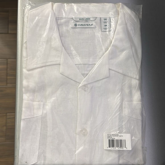 BIG & TALL 100% LINEN CLASSIC GUAYABERA SHIRT - SHORT SLEEVE - Picture 3 of 4